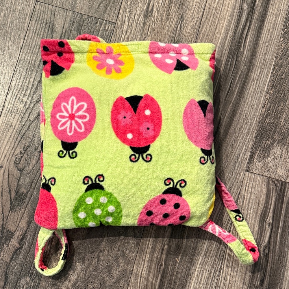 Girls towel folding like backpack beach towel Ladybug Kids  gently used cute